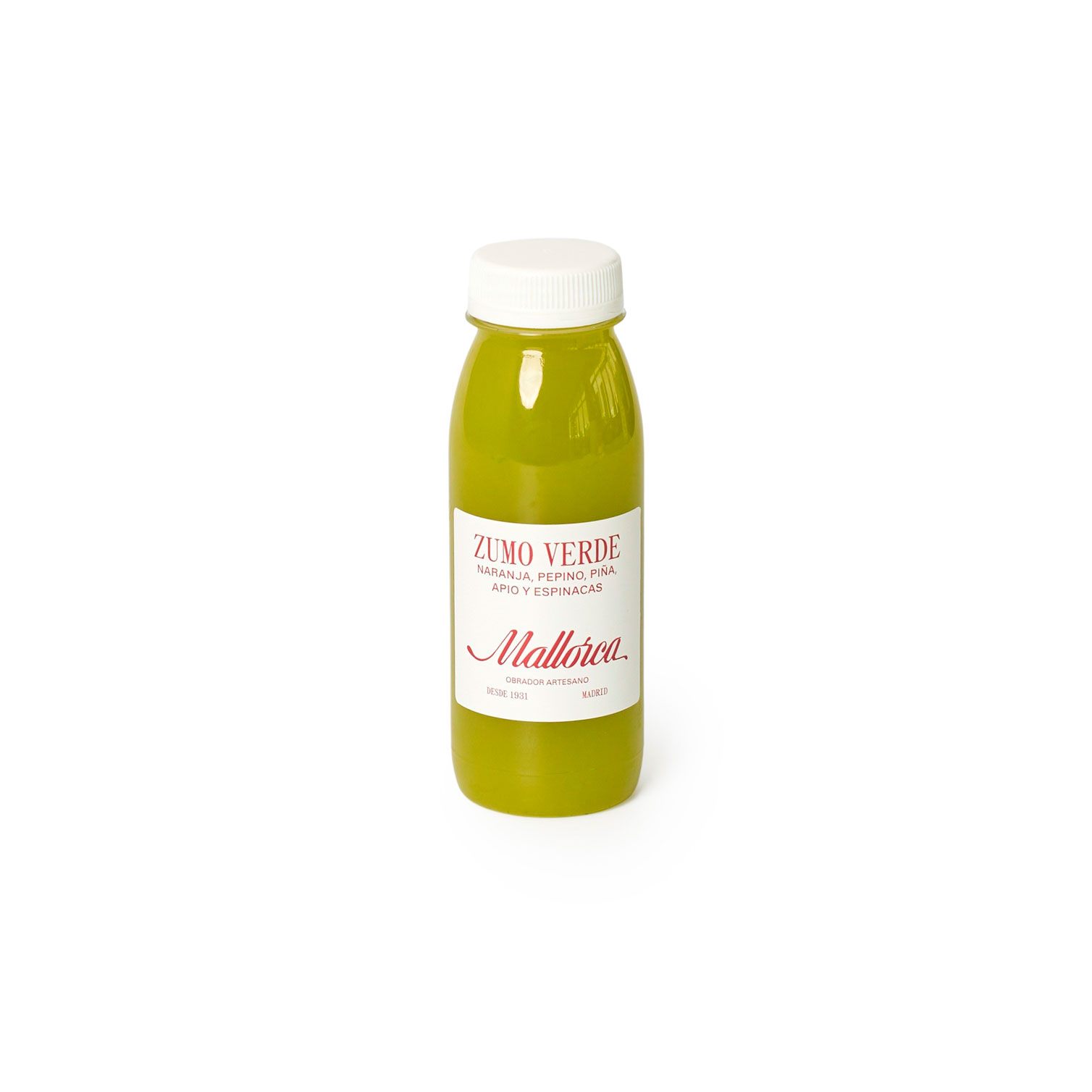 Zumo cold pressed verde de Pastelería Mallorca