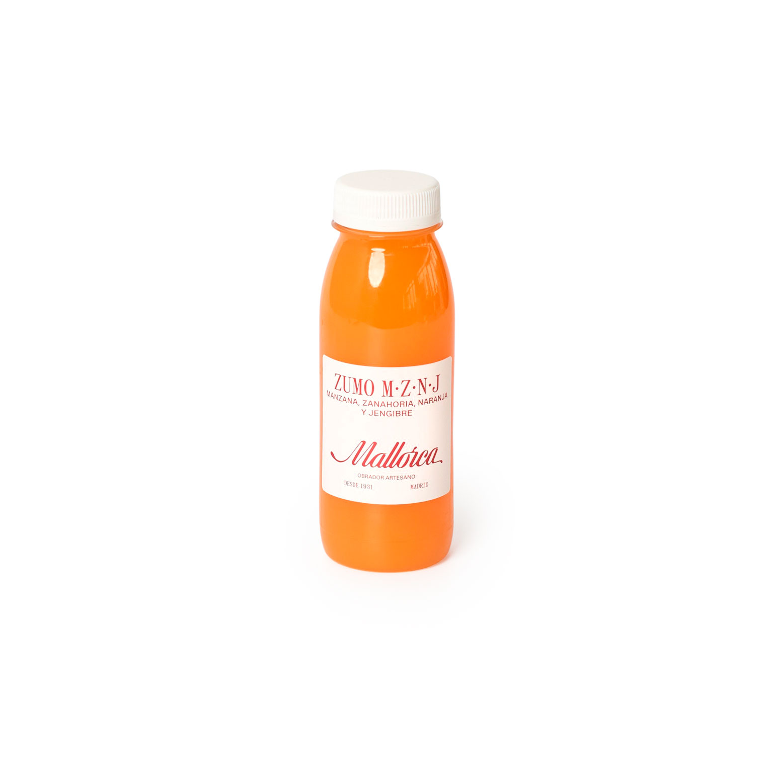 Zumo cold pressed MZNJ de Pastelería Mallorca